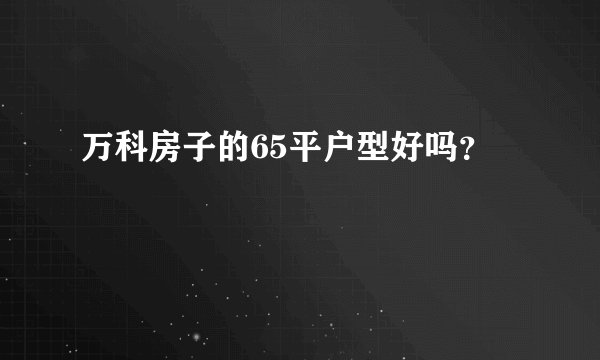 万科房子的65平户型好吗？