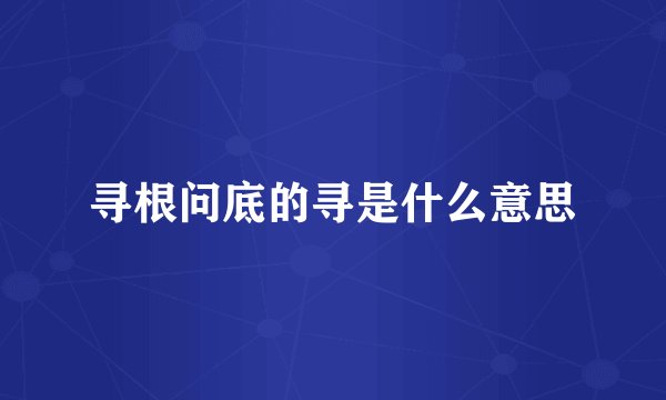 寻根问底的寻是什么意思