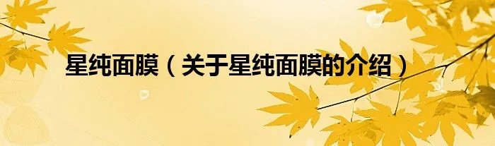 星纯面膜（关于星纯面膜的介绍）