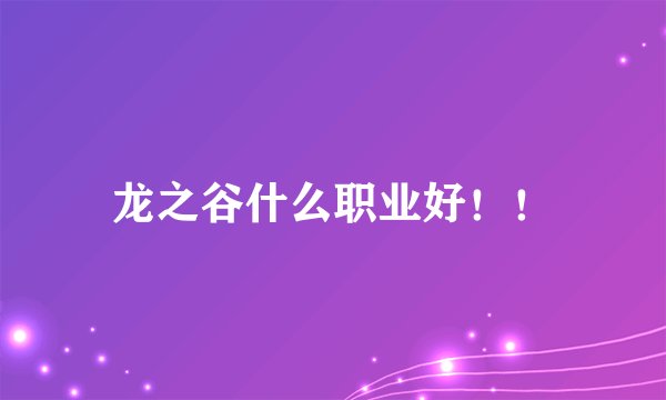 龙之谷什么职业好！！