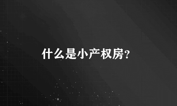 什么是小产权房？