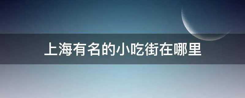 上海有名的小吃街在哪里