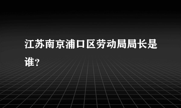 江苏南京浦口区劳动局局长是谁？
