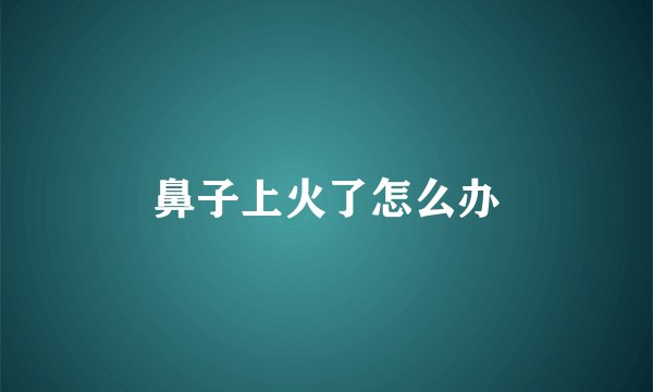 鼻子上火了怎么办