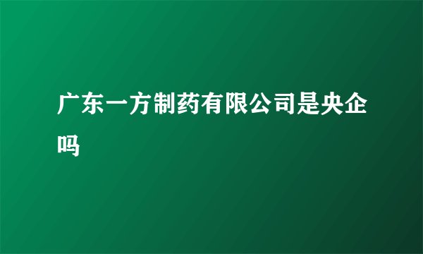 广东一方制药有限公司是央企吗