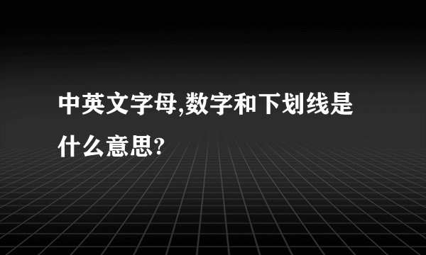 中英文字母,数字和下划线是什么意思?
