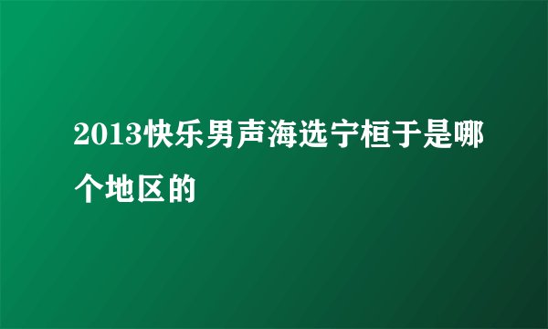 2013快乐男声海选宁桓于是哪个地区的