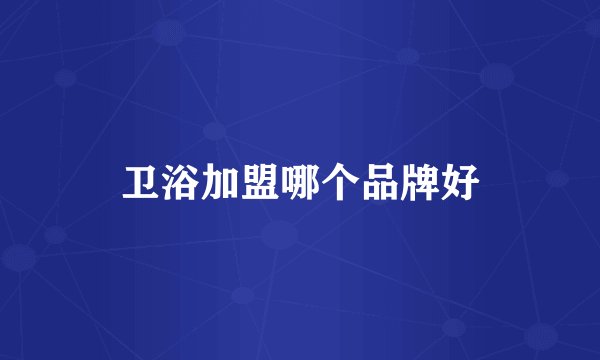 卫浴加盟哪个品牌好