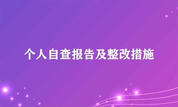 个人自查报告及整改措施