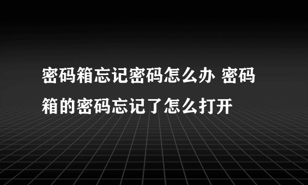 密码箱忘记密码怎么办 密码箱的密码忘记了怎么打开