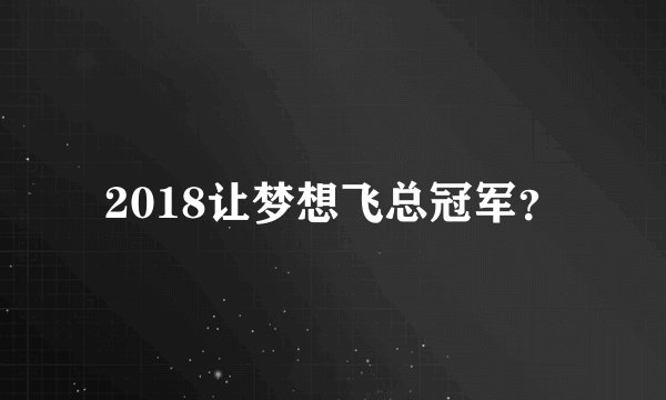 2018让梦想飞总冠军？