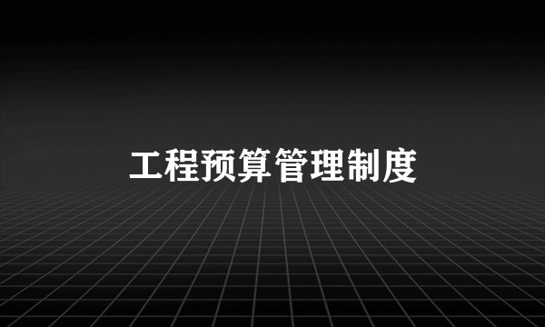 工程预算管理制度