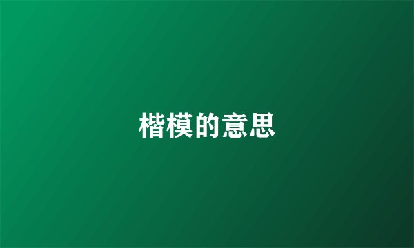 楷模的意思