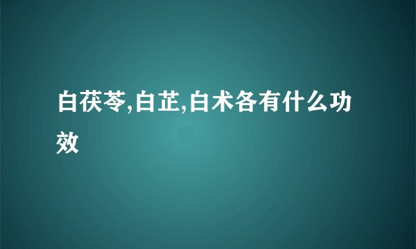 白茯苓,白芷,白术各有什么功效