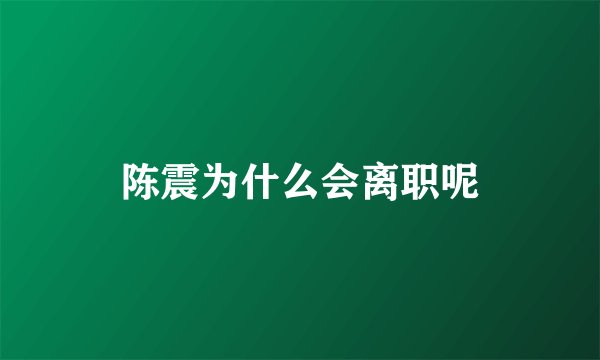 陈震为什么会离职呢