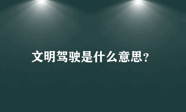 文明驾驶是什么意思?
