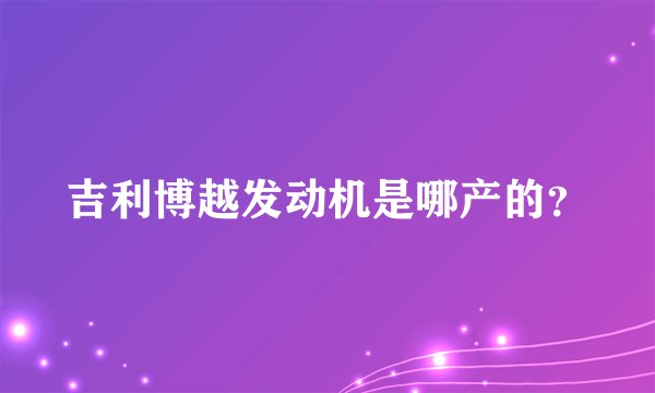 吉利博越发动机是哪产的？