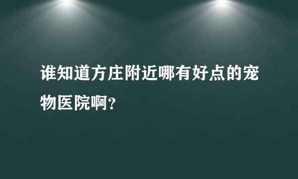 谁知道方庄附近哪有好点的宠物医院啊?