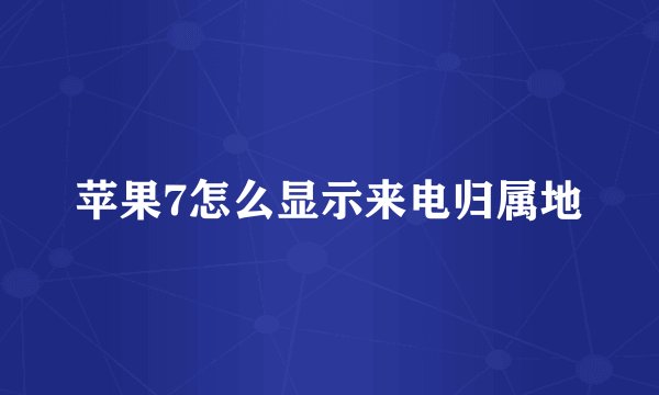苹果7怎么显示来电归属地