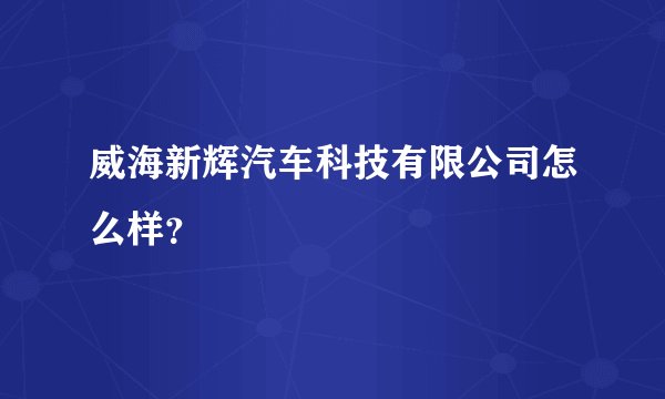 威海新辉汽车科技有限公司怎么样?