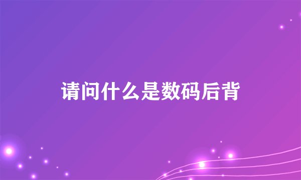 请问什么是数码后背