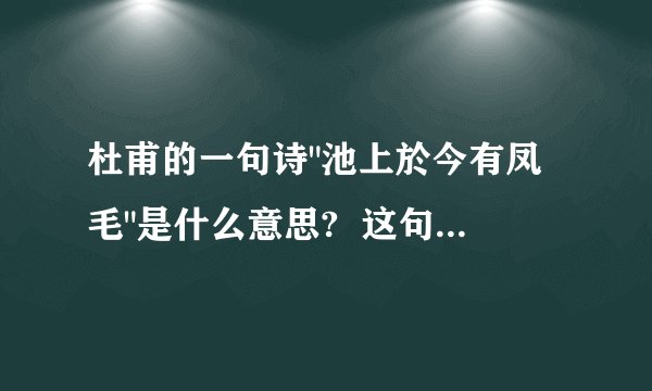 杜甫的一句诗