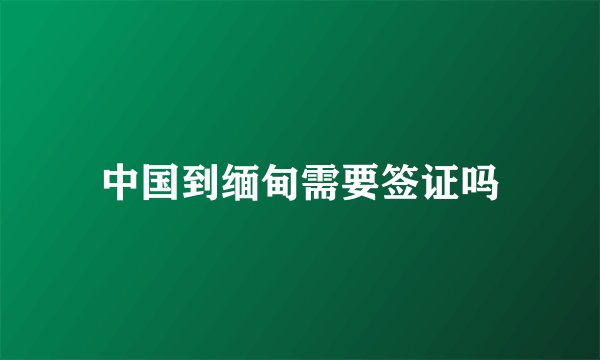中国到缅甸需要签证吗