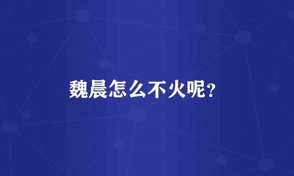 魏晨怎么不火呢？