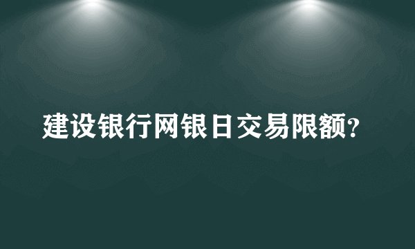 建设银行网银日交易限额？