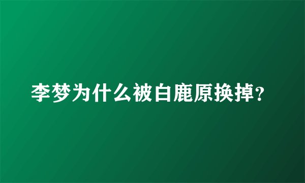 李梦为什么被白鹿原换掉？
