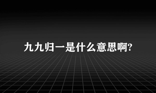 九九归一是什么意思啊?