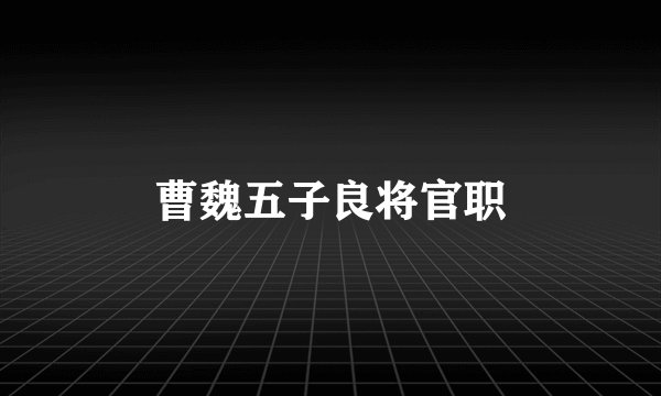 曹魏五子良将官职