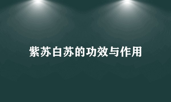 紫苏白苏的功效与作用