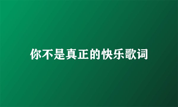 你不是真正的快乐歌词