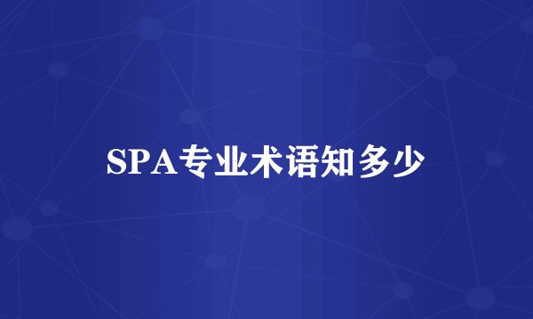 SPA专业术语知多少