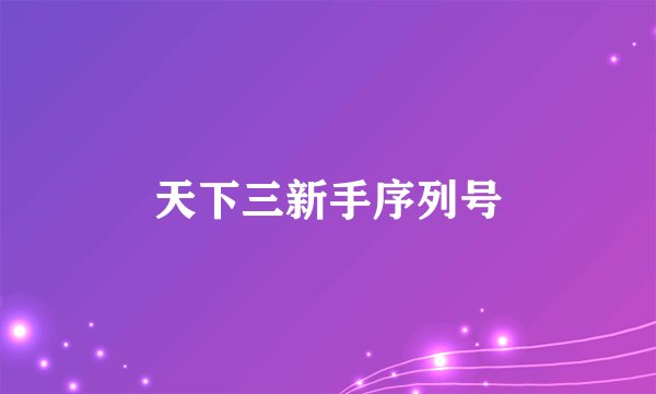 天下三新手序列号