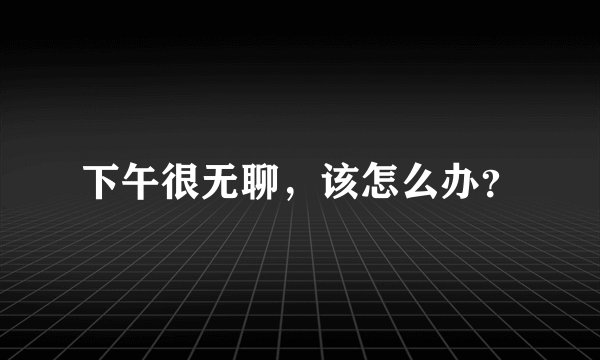 下午很无聊，该怎么办？