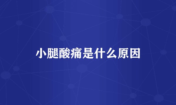 小腿酸痛是什么原因