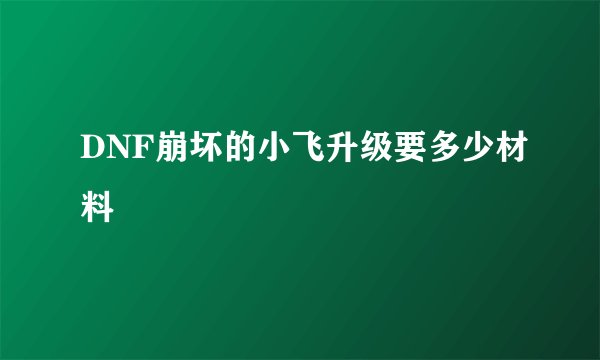 DNF崩坏的小飞升级要多少材料