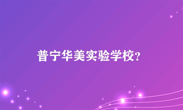 普宁华美实验学校？