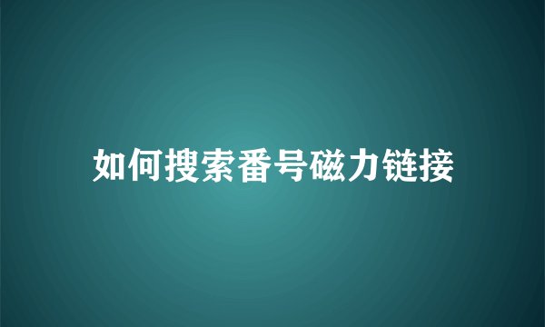 如何搜索番号磁力链接