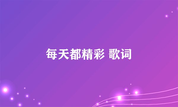 每天都精彩 歌词