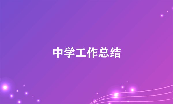 中学工作总结