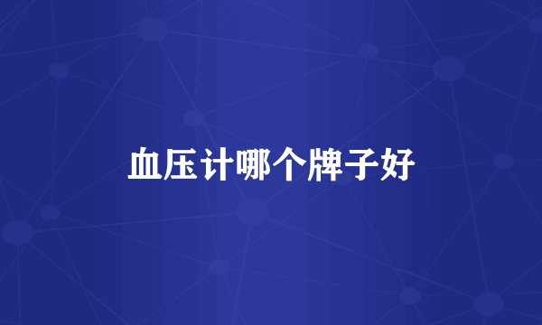 血压计哪个牌子好