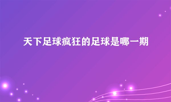 天下足球疯狂的足球是哪一期