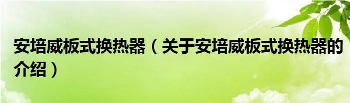 安培威板式换热器（关于安培威板式换热器的介绍）