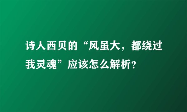诗人西贝的“风虽大，都绕过我灵魂”应该怎么解析？