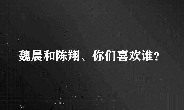 魏晨和陈翔、你们喜欢谁？