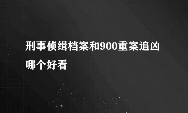 刑事侦缉档案和900重案追凶哪个好看