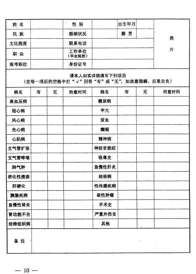 2021公务员录用体检特殊标准（试行）